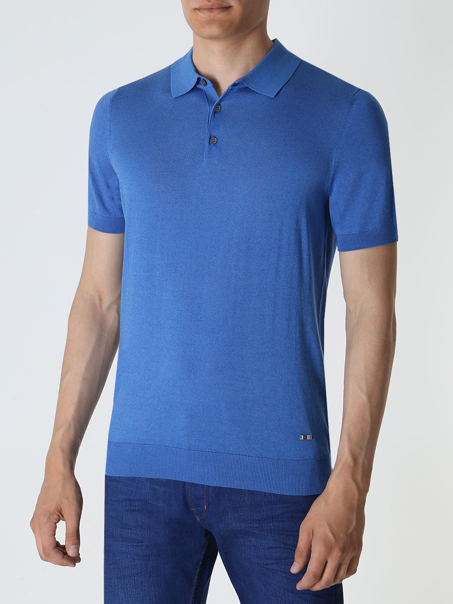 Silk and cotton polo