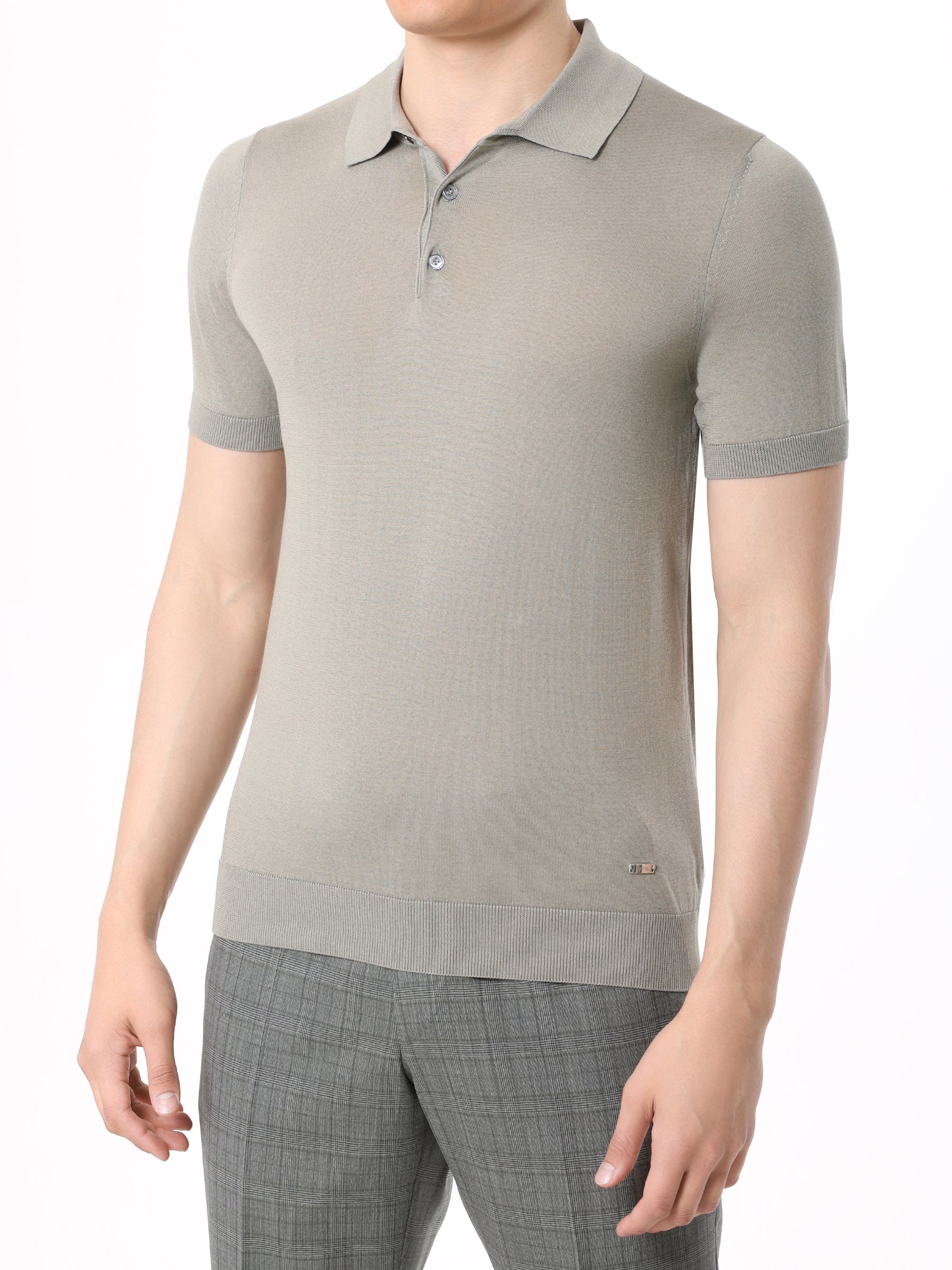 Silk and cotton polo