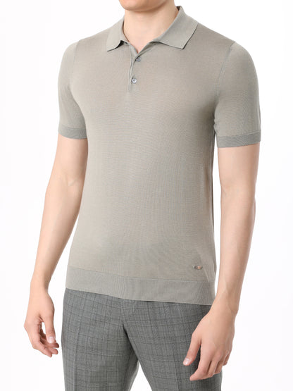 Silk and cotton polo