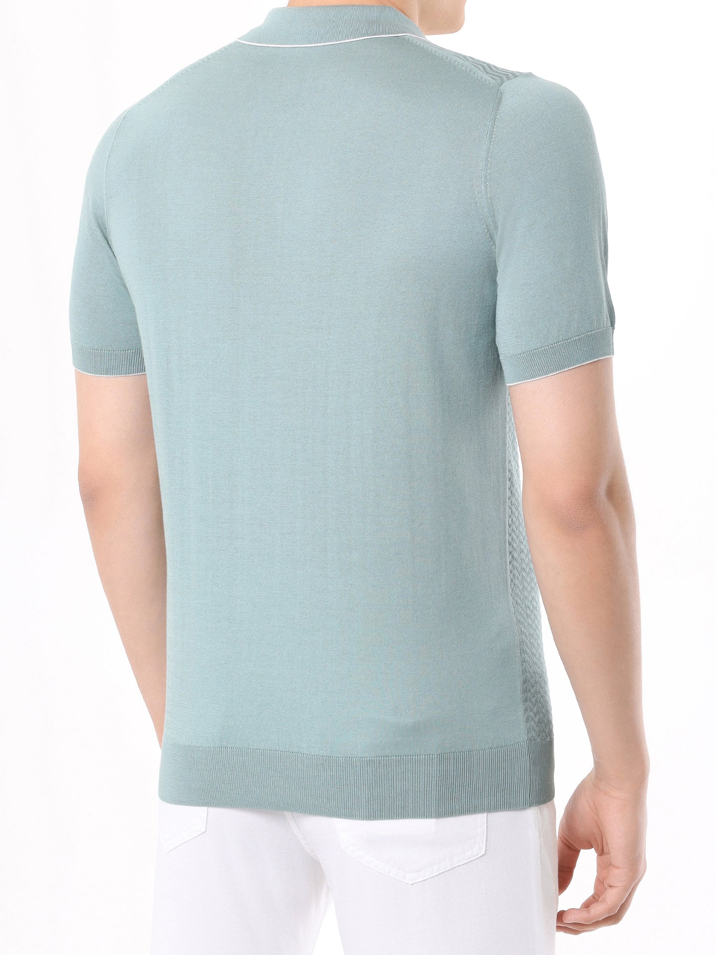 Silk and cotton half-zip polo