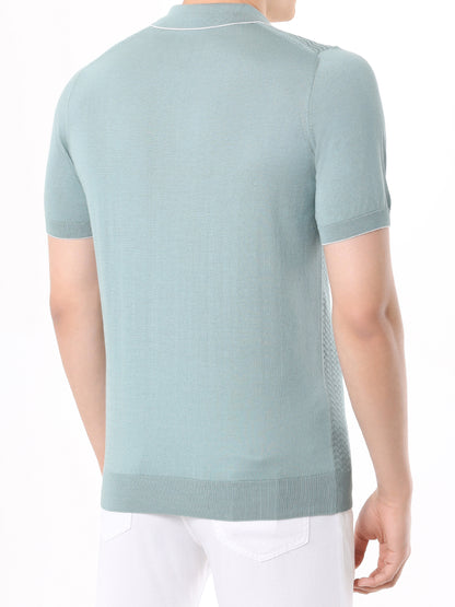 Silk and cotton half-zip polo