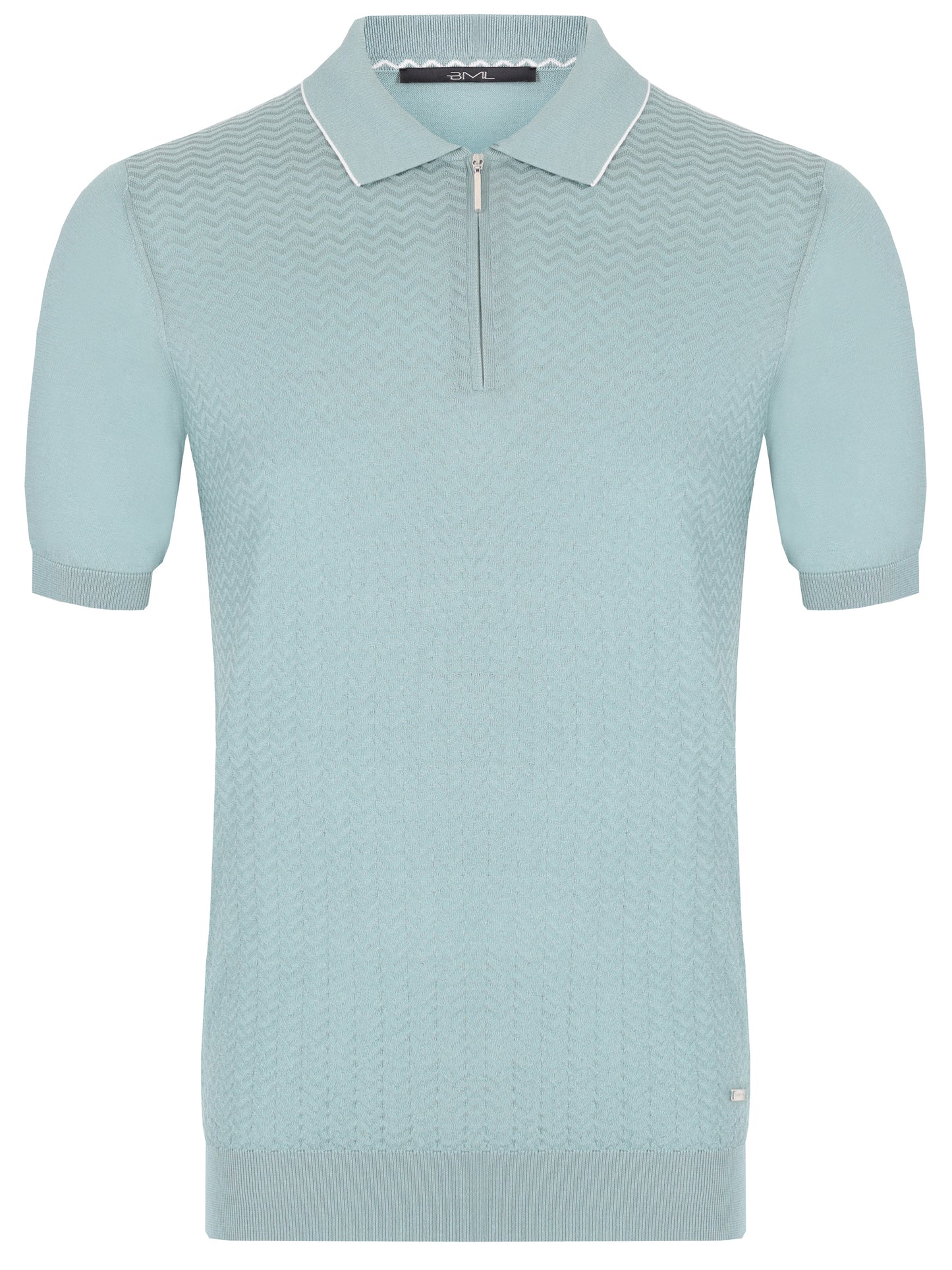 Silk and cotton half-zip polo