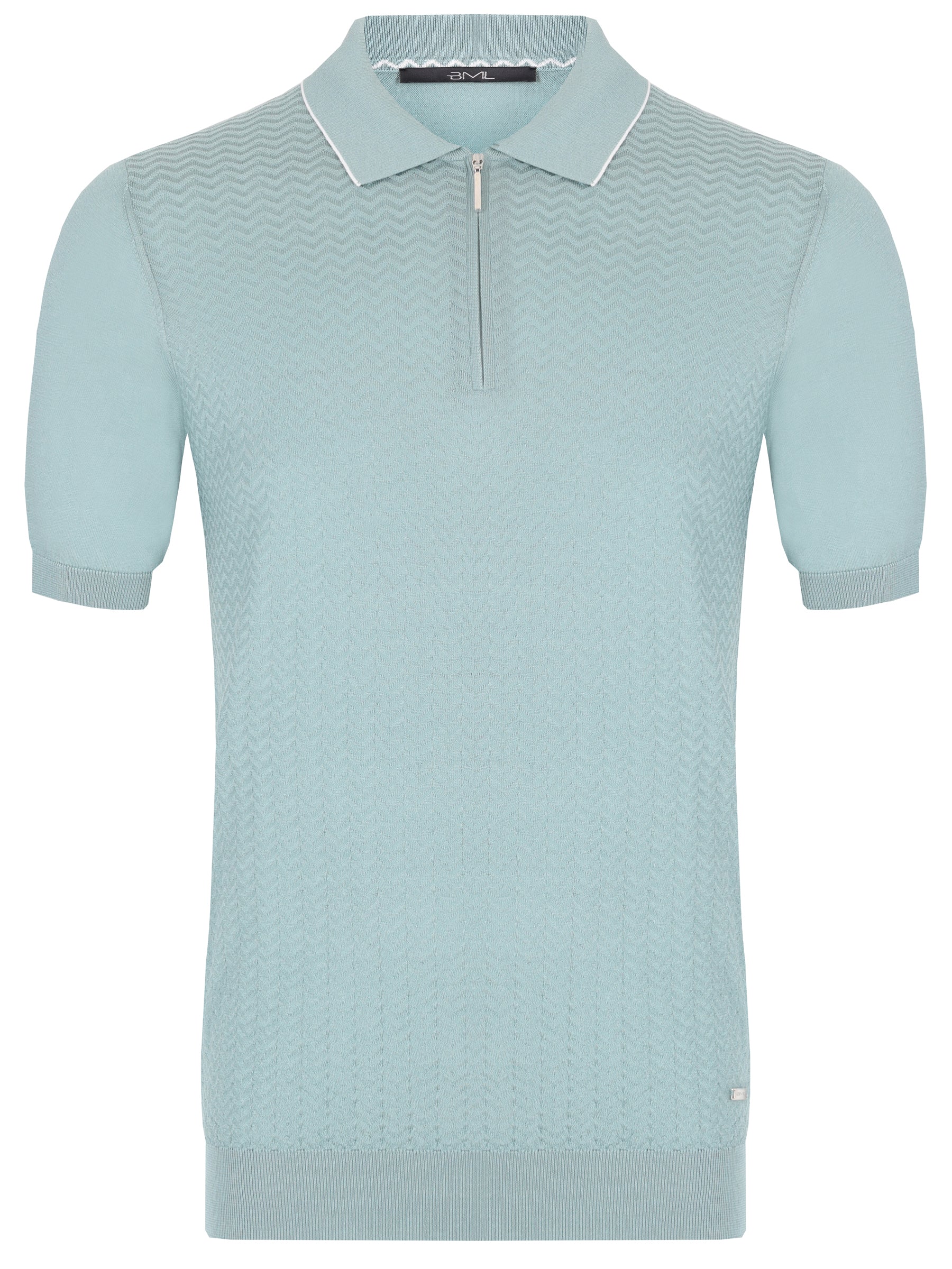 Silk and cotton half-zip polo