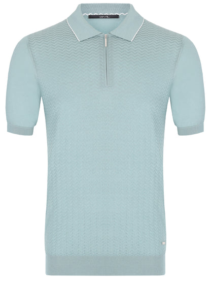 Silk and cotton half-zip polo