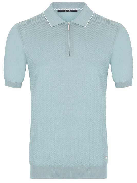 Silk and cotton half-zip polo