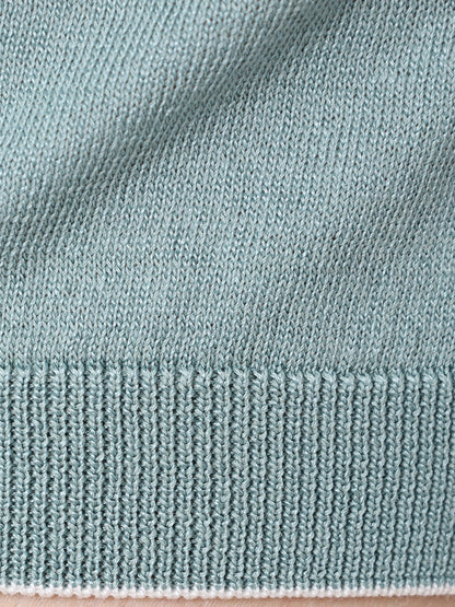 Silk and cotton half-zip polo