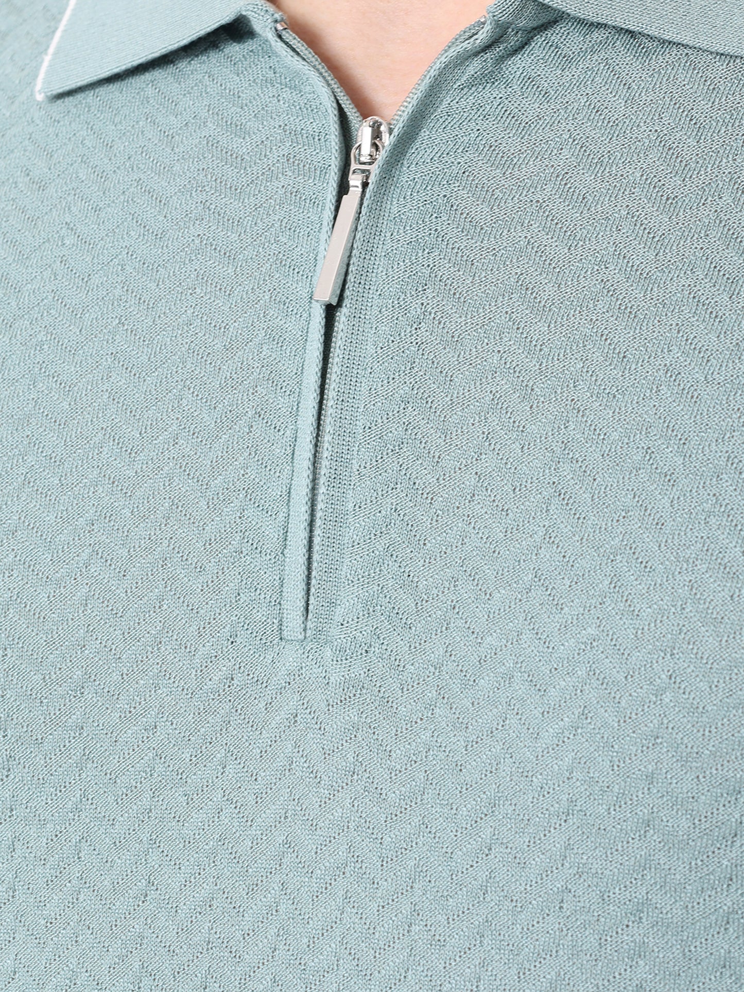 Silk and cotton half-zip polo