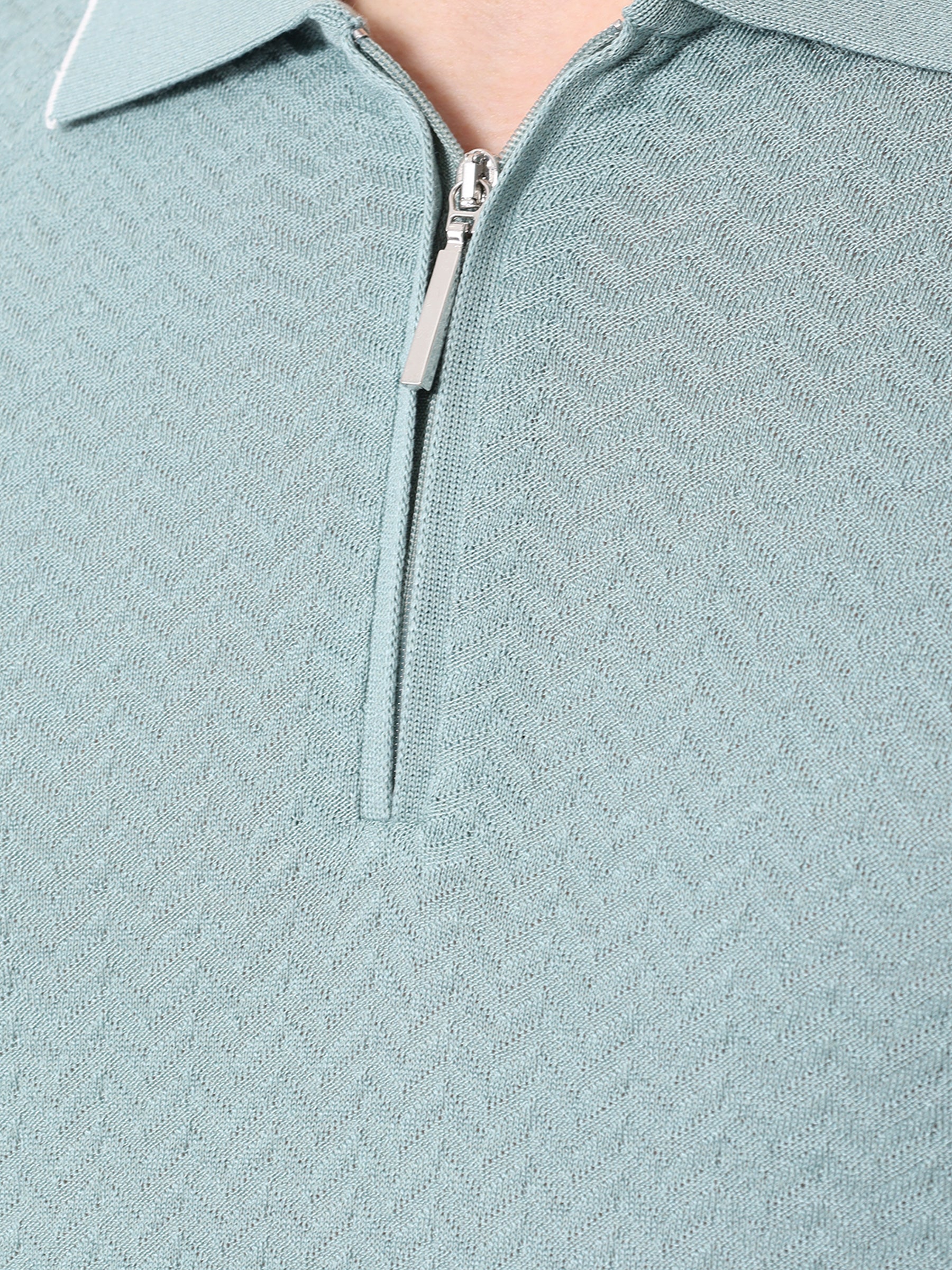 Silk and cotton half-zip polo
