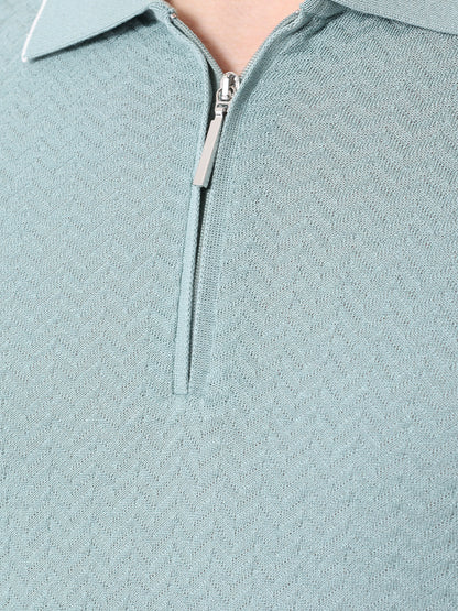 Silk and cotton half-zip polo